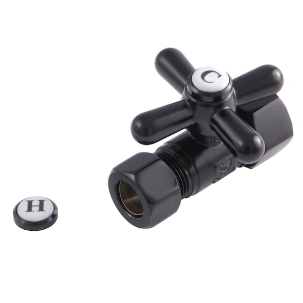 CC44450X 5/8" OD Comp X 1/2" OD Comp Straight Shut-Off Valve, Matte Blk
